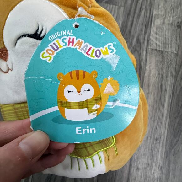 Squishmallows Erin Chipmunk S7 #1912 12” Plush 2023 Fall Green Scarf NWT - Picture 2 of 7